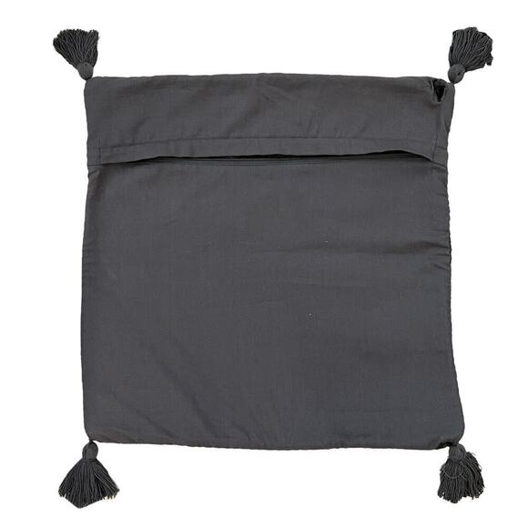 IKEA HOSTKVALL Gray Textured Tassel Pillow Cover 20" x 20" - Picture 5 of 5